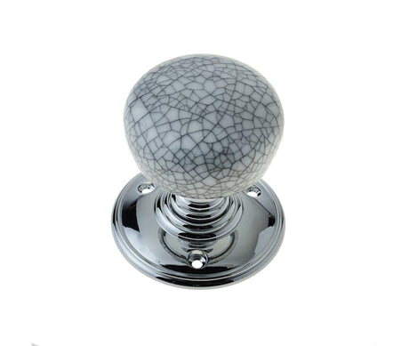 Frelan Hardware Door Furniture Grey / Mortice Knobs Frelan - Grey Crazed Porcelain Unsprung Mortice Knobs - Polished Chrome