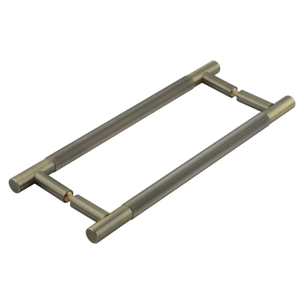 Frelan Hardware Door Furniture Antique Brass Frelan Hardware - Venice Linear Knurled 300x19mm Antique Brass Pull Handle Back to Back