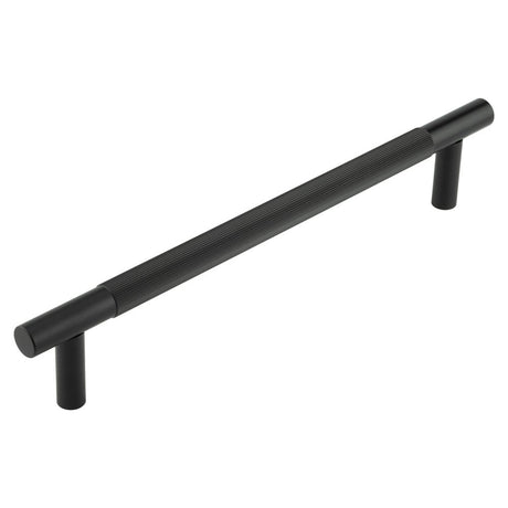 Frelan Hardware Door Furniture Black Frelan Hardware - Venice Linear Knurled 300x19mm Black Pull Handle Face Fix
