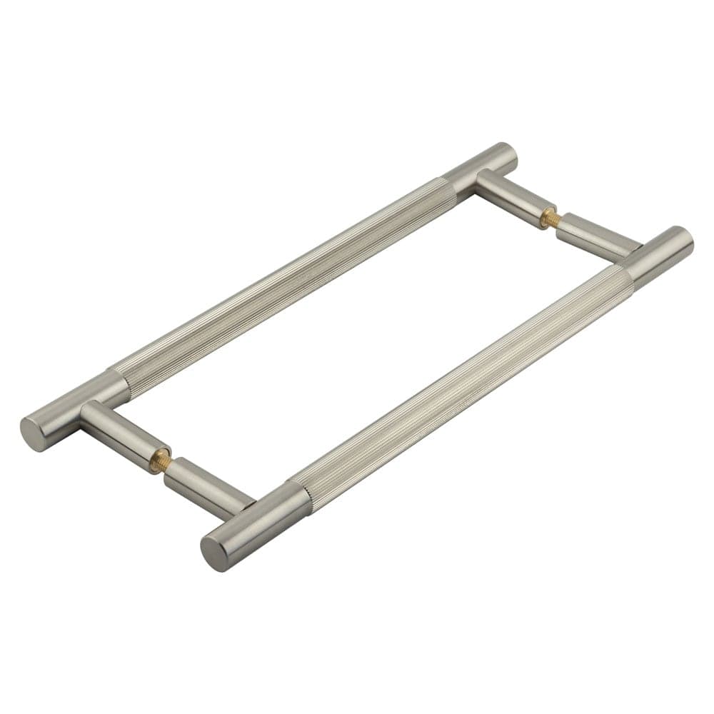 Frelan Hardware Door Furniture Satin Nickel Frelan Hardware - Venice Linear Knurled 300x19mm Satin Nickel Pull Handle Back to Back