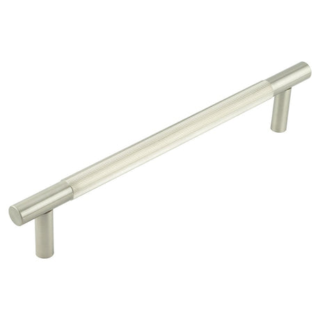 Frelan Hardware Door Furniture Satin Nickel Frelan Hardware - Venice Linear Knurled 300x19mm Satin Nickel Pull Handle Face Fix