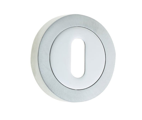 Frelan Hardware Polished Chrome / Satin Chrome Frelan - Jedo Dual Standard Keyway Escutcheons on 50mm Round Rose Polished Chrome / Satin Chrome