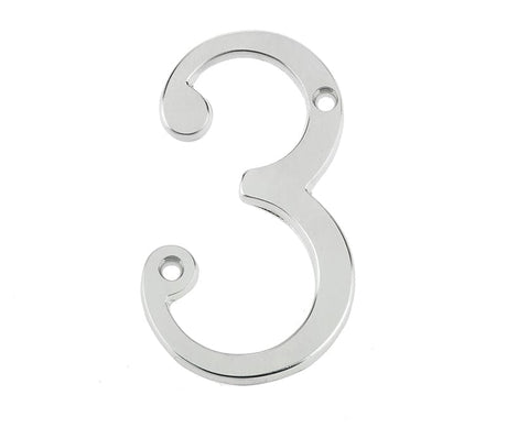 Frelan Hardware Door Furniture Satin Chrome / Numerals / 3 Frelan - JNSC/3 75MM SCREWFIX NUMERAL