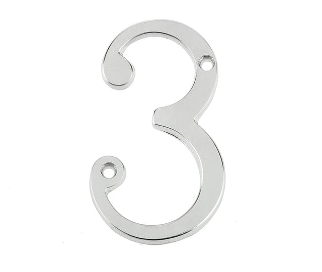 Frelan Hardware Door Furniture Satin Chrome / Numerals / 3 Frelan - JNSC/3 75MM SCREWFIX NUMERAL