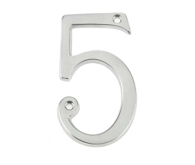Frelan Hardware Door Furniture Satin Chrome / Numerals / 5 Frelan - JNSC/5 75MM SCREWFIX NUMERAL