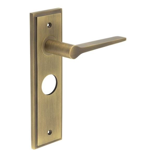 Frelan Hardware Door Furniture Antique Brass / Bathroom Lock Handles Frelan - Knightbridge Door Handle Bathroom Backplate Antique Brass