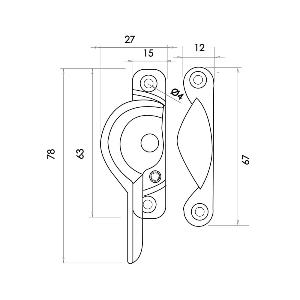 Frelan Hardware Window Furniture Polished Brass / Sash Window Fitch Fasteners Frelan - Lockable Narrow Fitch Fasteners - Polished Brass