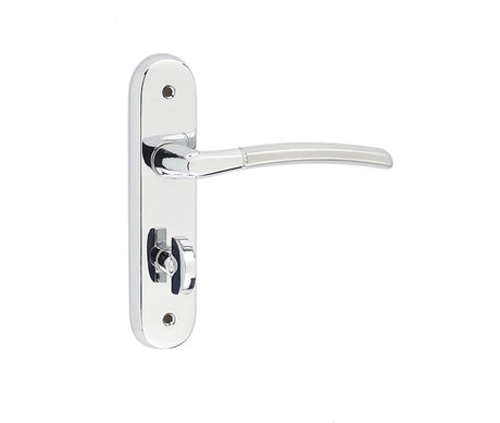 Frelan Hardware Door Furniture Polished Chrome/Satin Chrome / Bathroom Lock Handles Frelan - Lorenzo Kontrax Suite Door Handle on Bathroom Plate Polished Chrome/Sat