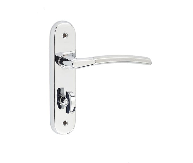 Frelan Hardware Door Furniture Polished Chrome/Satin Chrome / Bathroom Lock Handles Frelan - Lorenzo Kontrax Suite Door Handle on Bathroom Plate Polished Chrome/Sat