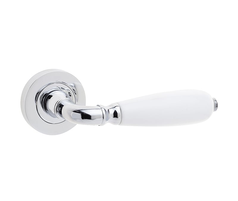 Frelan Hardware Door Furniture Polished Chrome/White / Round Rose Frelan - Oxford Handle on Rose Polished Chrome & White Porcelain