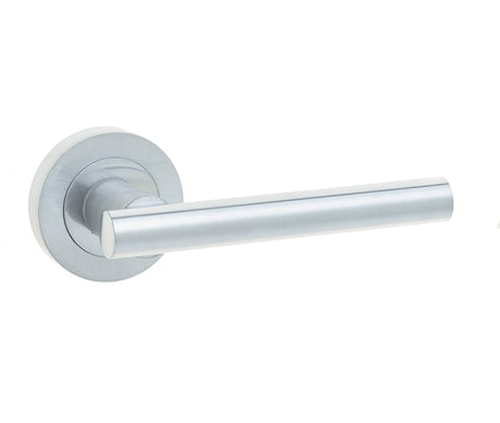 Frelan Hardware Door Furniture Satin Chrome / Round Rose Frelan - Petra Lever Handles on Round Rose - Satin Chrome