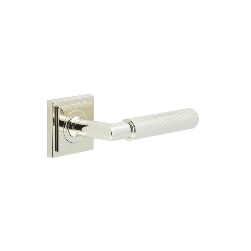 Frelan Hardware Door Furniture Polished Nickel Frelan - Piccadilly Door Handle on Square Stepped Rose Polished Nickel