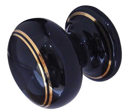 Frelan Hardware Cabinet Hardware Goldline Black / Cabinet Knobs / 50mm Dia. Frelan - Porcelain 50mm Dia. Cabinet Knob - Black/Gold Line