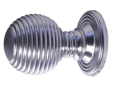 Frelan Hardware Cabinet Hardware Satin Chrome / Cabinet Knobs / 28mm Dia. Frelan - Reeded 28mm Dia. Cabinet Knob - Satin Chrome