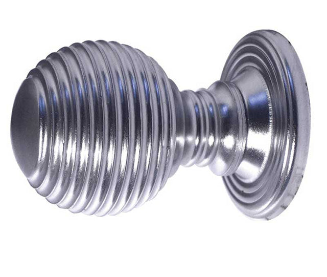 Frelan Hardware Cabinet Hardware Satin Chrome / Cabinet Knobs / 28mm Dia. Frelan - Reeded 28mm Dia. Cabinet Knob - Satin Chrome