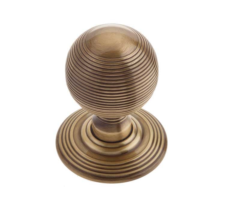 Frelan Hardware Door Furniture Antique Brass / Mortice Knobs Frelan - Reeded Unsprung Mortice Knobs - Antique Brass