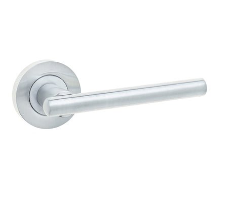 Frelan Hardware Door Furniture Satin Chrome / Round Rose Frelan - Rosetta Levers on Round Rose - Satin Chrome