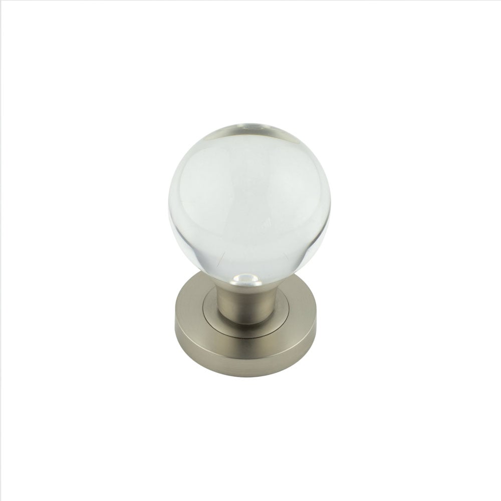 Frelan Hardware Door Furniture Satin Nickel Frelan - Satiin Nickel Plain Glass Ball Mortice Knob