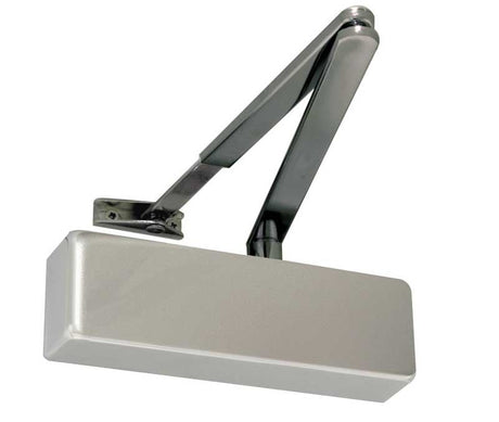 Frelan Hardware Door Furniture Silver Enamelled / Door Closers / Size 2-4 Frelan - SIL Size 2-4 Closer C/w Blk Arm