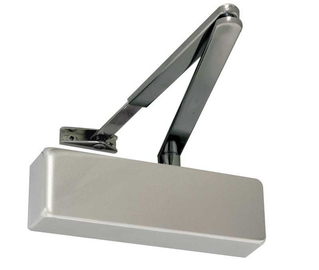Frelan Hardware Door Furniture Silver Enamelled / Door Closers / Size 2-4 Frelan - SIL Size 2-4 Closer C/w Blk Arm