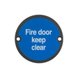 Frelan Hardware Door Furniture Black / Signs Frelan - Stainless Steel Fire Door Keep Clear 75mm Black