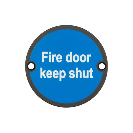 Frelan Hardware Door Furniture Black / Signs Frelan - Stainless Steel Fire Door Keep Shut 75mm Black