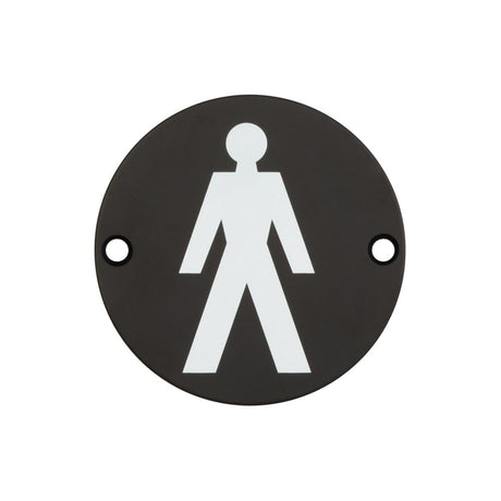 Frelan Hardware Door Furniture Black / Signs Frelan - Stainless Steel Male Symbol 75mm Satin Black