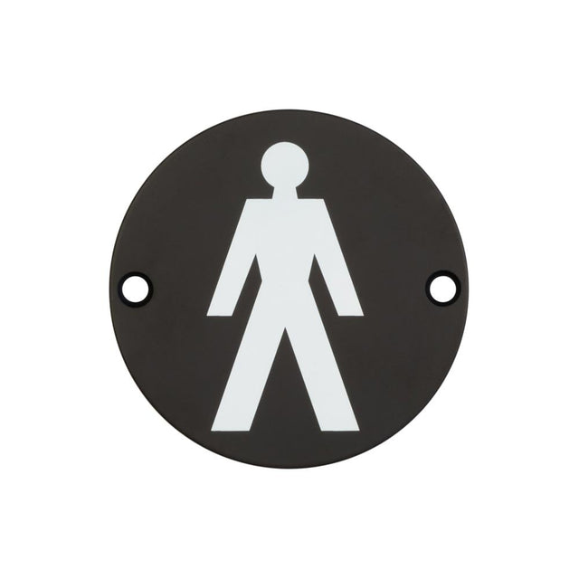 Frelan Hardware Door Furniture Black / Signs Frelan - Stainless Steel Male Symbol 75mm Satin Black
