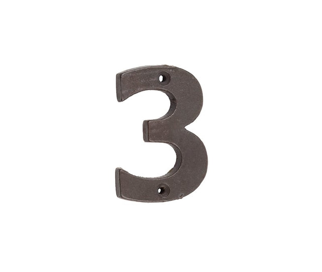 Frelan Hardware Door Furniture Beeswax / Numerals / 3 Frelan - Valley Forge 75mm Numeral 3 - Beeswax