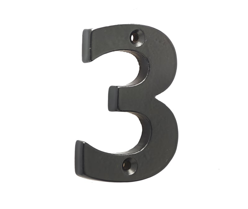 Frelan Hardware Door Furniture Black / Numerals / 3 Frelan - Valley Forge 75mm Numeral 3 - Black