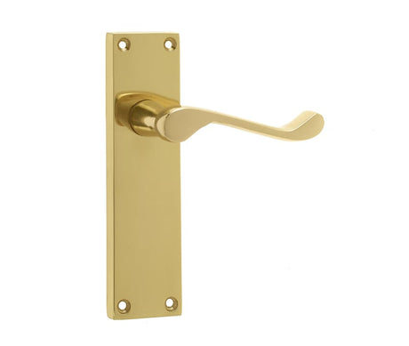 Frelan Hardware Door Furniture Polished Brass / Latch Handles Frelan - Victorian Scroll Door Handle on Long Latchset Plate Polished Brass