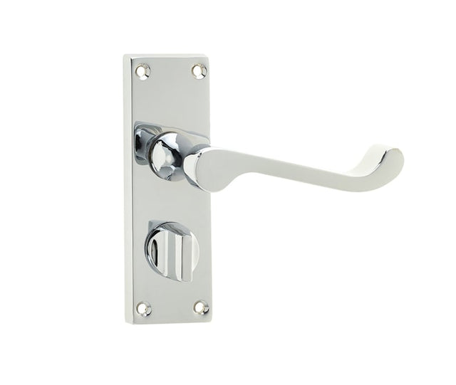 Frelan Hardware Door Furniture Polished Chrome / Privacy Handles Frelan - Victorian Scroll Door Handle on Privacy Plate Polished Chrome