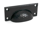 From The Anvil Cabinet Hardware Black / Cabinet Cup Pulls From The Anvil - Black Hammered Art Deco Drawer Pull
