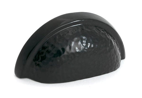 From The Anvil Cabinet Hardware Black / Cabinet Cup Pulls From The Anvil - Black Hammered Regency Drawer Pull