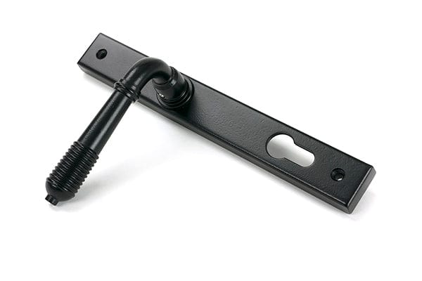 From The Anvil Door Furniture Matt Black / Multi Point Lock Set / 92mm c/c From The Anvil - Matt Black Reeded Slimline Lever Espag. Lock Set