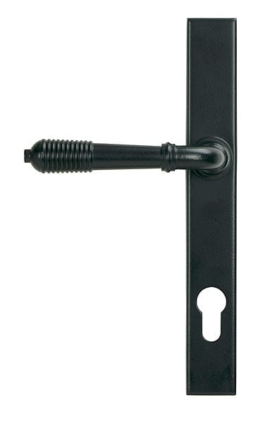 From The Anvil Door Furniture Matt Black / Multi Point Lock Set / 92mm c/c From The Anvil - Matt Black Reeded Slimline Lever Espag. Lock Set