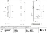 From The Anvil Locks & Latches Pewter Patina / DIN Euro Sash Lock / 2.5" / 65mm From The Anvil - Pewter Euro Din Sash Lock - 60mm Backset/72mm Centre
