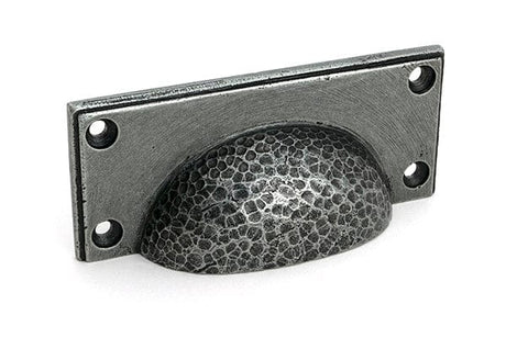 From The Anvil Cabinet Hardware Pewter Patina / Cabinet Cup Pulls From The Anvil - Pewter Hammered Art Deco Drawer Pull