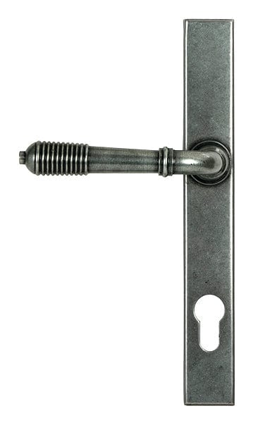 From The Anvil Door Furniture Pewter Patina / Multi Point Lock Set / 92mm c/c From The Anvil - Pewter Reeded Slimline Lever Espag. Lock Set