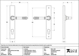 From The Anvil Door Furniture Pewter Patina / Multi Point Lock Set / 92mm c/c From The Anvil - Pewter Reeded Slimline Lever Espag. Lock Set
