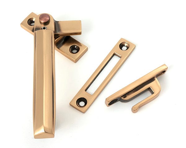 From The Anvil Window Furniture Polished Bronze / Yes / Mortice & Hook Place From The Anvil - Polished Bronze Locking Art Deco Fastener - LH
