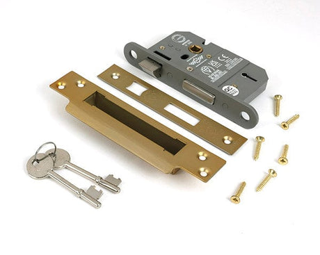 From The Anvil Locks & Latches Satin Brass / 5 Lever Sashlocks / 2.5" / 65mm From The Anvil - Satin Brass 2.5" 5 Lever BS Sash Lock KA