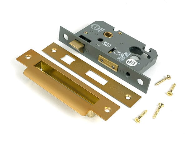From The Anvil Locks & Latches Satin Brass / DIN Euro Sash Lock / 2.5" / 65mm From The Anvil - Satin Brass 2.5" Euro Profile Sash Lock