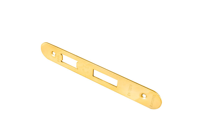 High quality image of Eurospec - Easi - T Forend Strike and Fixing Pack - Radius Forend - PVD | Sku. fsf5004pvd-r | Trade Door Handles.