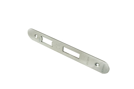 High quality image of Eurospec - Easi - T Forend Strike and Fixing Pack - Radius Forend - Satin Stainl | Sku. fsf5004sss-r | Trade Door Handles.