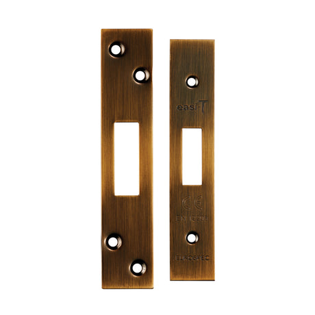 High quality image of Eurospec - Architectural Deadlock Forend & Strike Pack - Antique Brass | Sku. fsf5007ab | Trade Door Handles.
