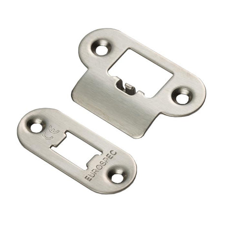 High quality image of Eurospec - Forend Strike & Fixing Pack To Suit Heavy Duty Tubular Latch-Satin St | Sku. fsf5009sss-r | Trade Door Handles.