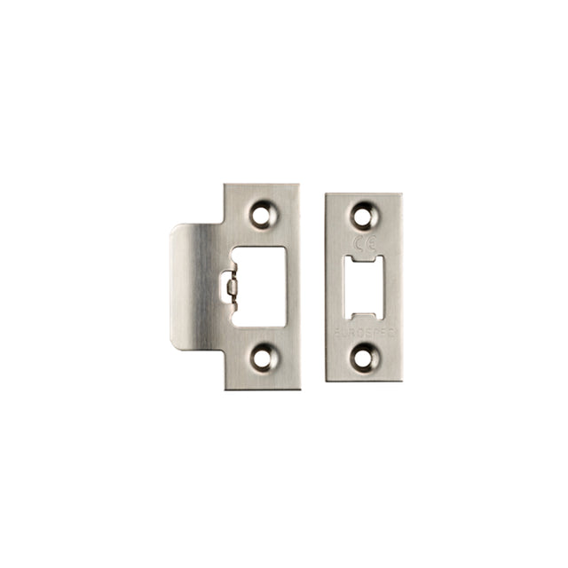 High quality image of Eurospec - Forend Strike & Fixing Pack To Suit Heavy Duty Tubular Latch-Satin St | Sku. fsf5009sss | Trade Door Handles.