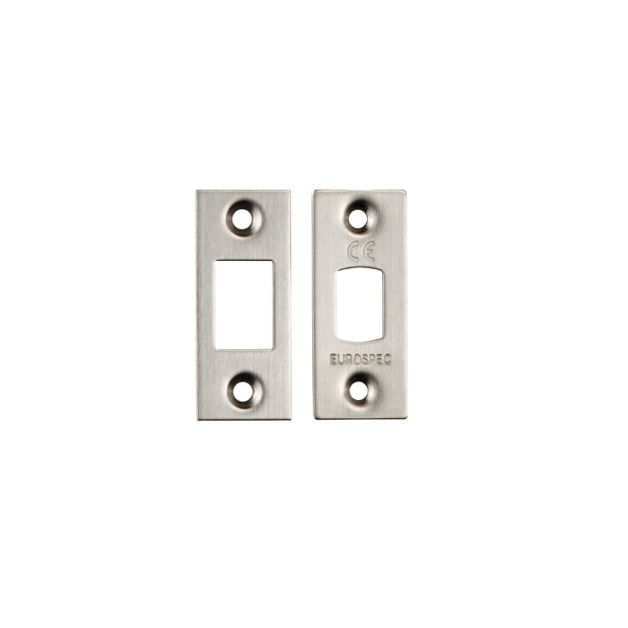 High quality image of Eurospec - Forend Strike & Fixing Pack To Suit Heavy Duty Tubular Deadbolt-Satin | Sku. fsf5010sss | Trade Door Handles.