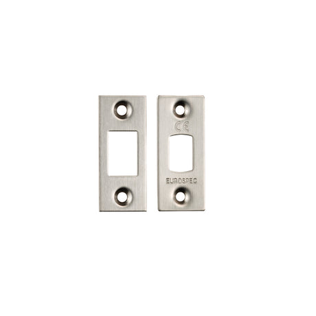 High quality image of Eurospec - Forend Strike & Fixing Pack To Suit Heavy Duty Tubular Deadbolt-Satin | Sku. fsf5010sss | Trade Door Handles.